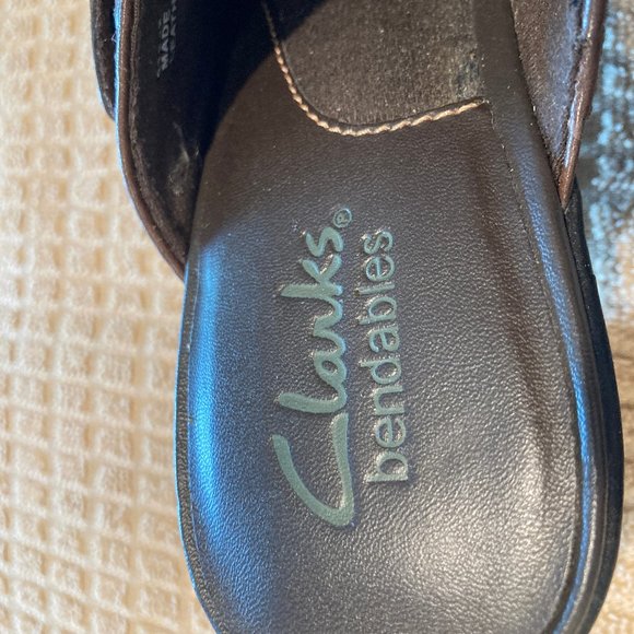 Clarks Brown Leather Mules, 7M - Picture 4 of 6
